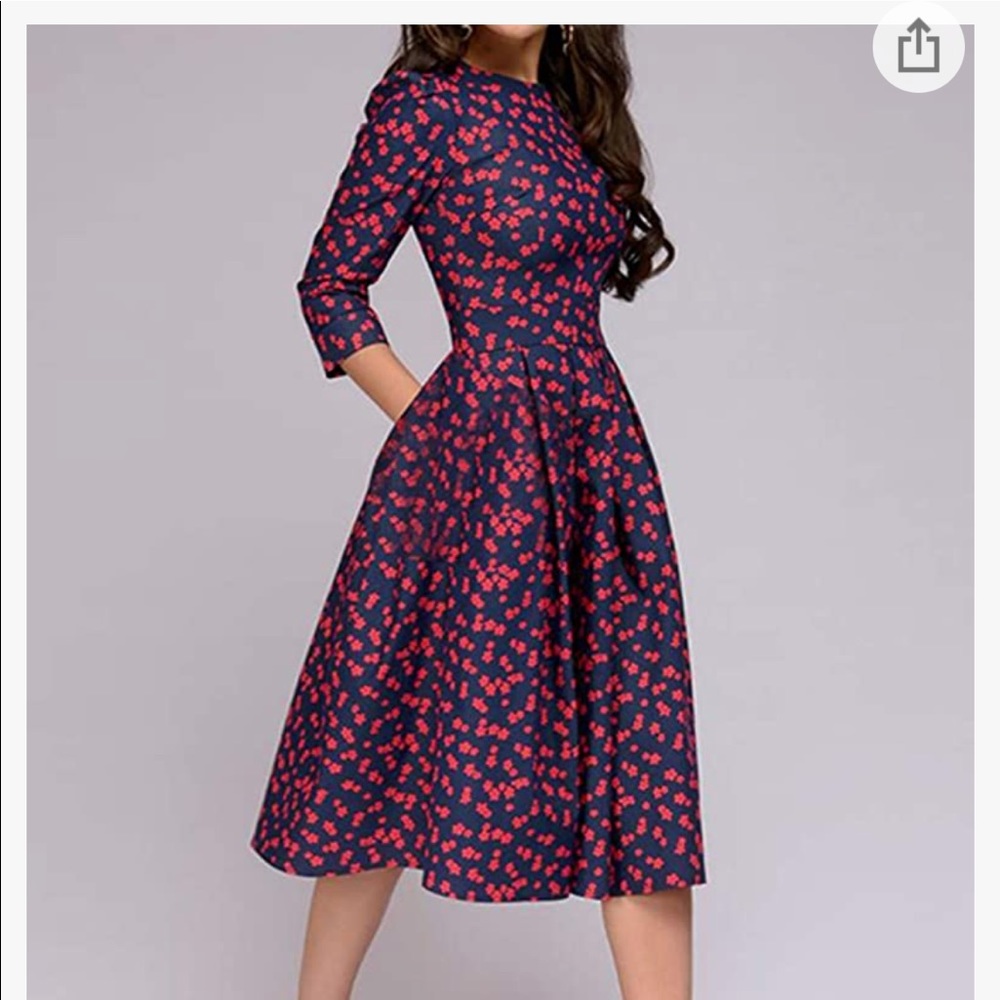 Floral Vintage Dress~~ size L